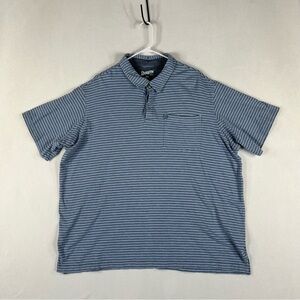Duluth Trading Co Relaxed Fit Polo Men’s XXL Blue Striped Pocket Short Sleeve